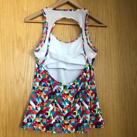 Fabletics Carlsbad Tank Sz XS (Pixel Print/White) - Picture 3 of 6
